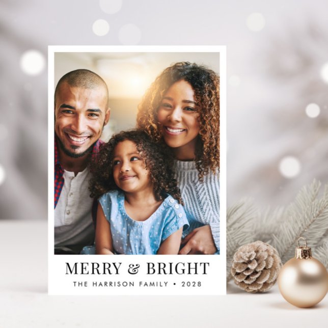 Cartes Pour Fêtes Annuelles Noël Joyeux Bright Photo (Share the love and warmth of the season with your personalized photo Christmas card)