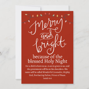Cartes Pour Fêtes Annuelles Noël Joyeux et Bright Holy Night Rouge Blanc