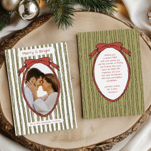 Cartes Pour Fêtes Annuelles Noël joyeux et lumineux Nœud vert rayures Photo de