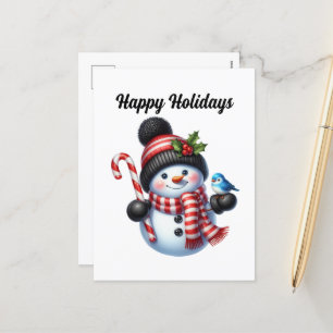 Cartes Pour Fêtes Annuelles Noël Joyeux fêtes poivre bonhomme de neige menthe