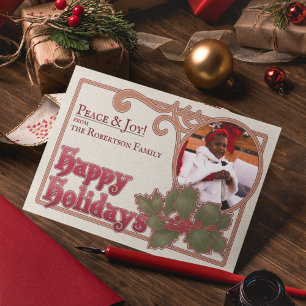 Cartes Pour Fêtes Annuelles Noël Joyeux jours fériés Vintage Photo