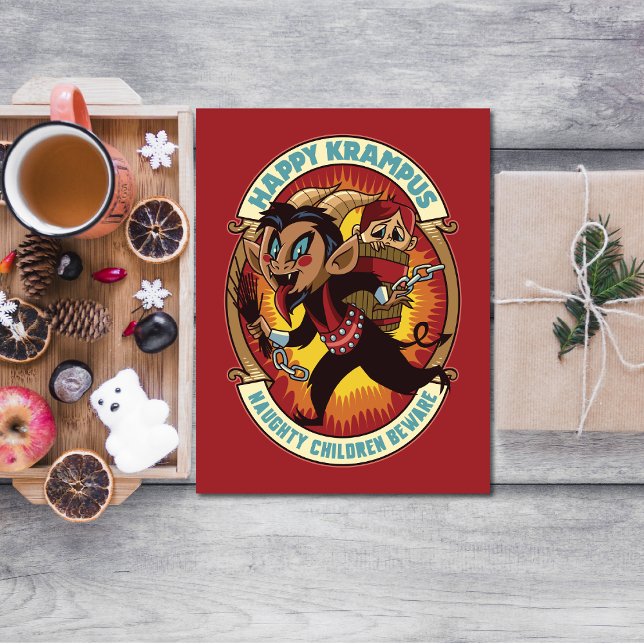Cartes Pour Fêtes Annuelles Noël Joyeux Krampus Naughty Enfants Attention (Créateur téléchargé)