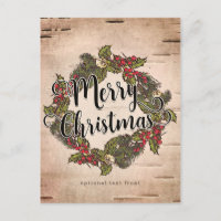 Noël joyeux vintage rustique en bois de bouleau