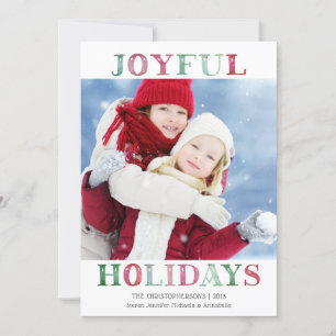 Cartes Pour Fêtes Annuelles Noël JOYFUL VACANCES Photo Aquarelle