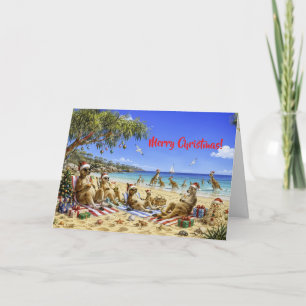 Cartes Pour Fêtes Annuelles Noël Kangourou Plage Pique-Nique Joyeux Noël