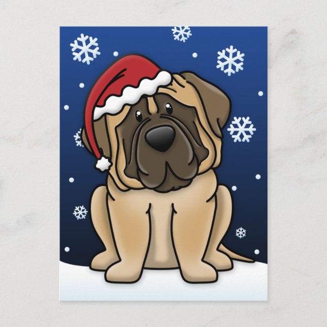 Cartes Pour Fêtes Annuelles Noël Kawaii Mastiff (Devant)