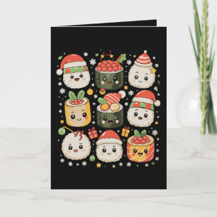 Cartes Pour Fêtes Annuelles Noël Kawaii Sushi Père Noël Nourriture Japonaise X