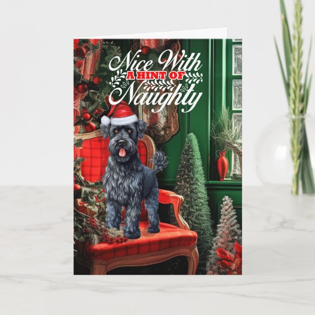 Cartes Pour Fêtes Annuelles Noël Kerry Blue Terrier Chien Naughty ou Nice (Devant)