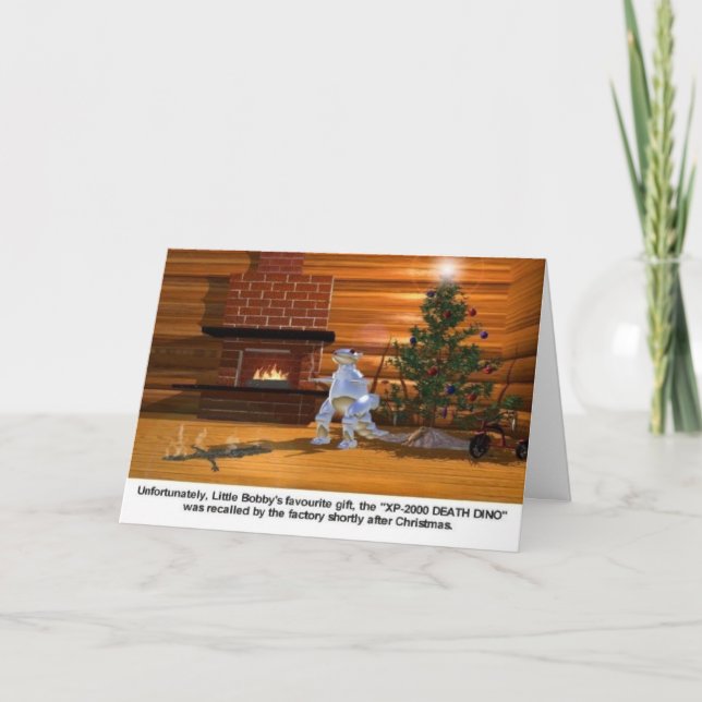 Cartes Pour Fêtes Annuelles Noël : La mort Dino vaporise l'enfant (Devant)