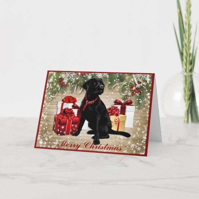 CARTES POUR FÊTES ANNUELLES NOËL LABRADOR NOIR (Devant)