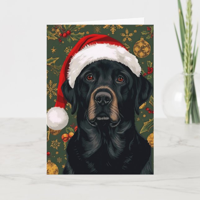Cartes Pour Fêtes Annuelles Noël labrador noir (Devant)