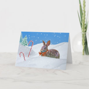 Cartes Pour Fêtes Annuelles Noël, Lapin, Neige, Sucres de canne