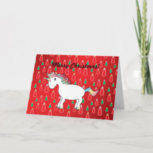 Cartes Pour Fêtes Annuelles Noël licorne rouge bonhomme de neige motif