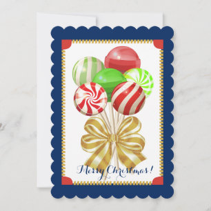Cartes Pour Fêtes Annuelles Noël lollipops bonbons confitures arc