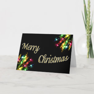 Cartes Pour Fêtes Annuelles Noël Lumières Gold Typographie noir