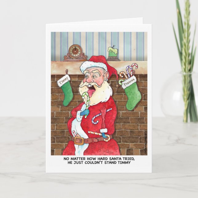 Cartes Pour Fêtes Annuelles Noël : Luttes internes de Santas (Devant)