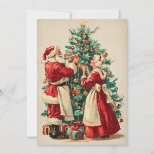 Cartes Pour Fêtes Annuelles Noël M. et Mme Claus Rétro Vintage Simple