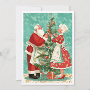 Cartes Pour Fêtes Annuelles Noël M. et Mme Claus Rétro Vintage Simple
