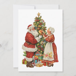 Cartes Pour Fêtes Annuelles Noël M. et Mme Claus Rétro Vintage Simple