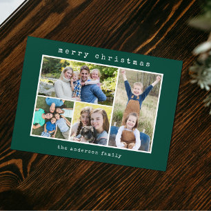 Cartes Pour Fêtes Annuelles Noël Machine à écrire moderne 4 Photo Collage