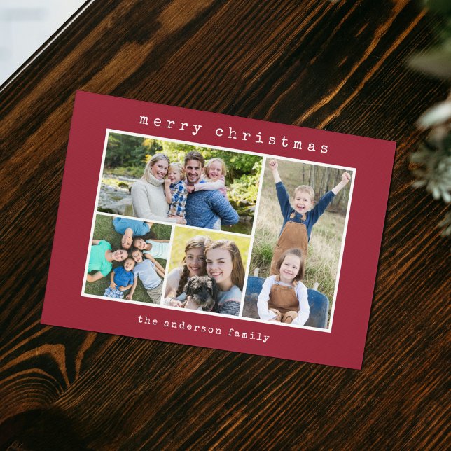 Cartes Pour Fêtes Annuelles Noël Machine à écrire moderne 4 Photo Collage (Créateur téléchargé)