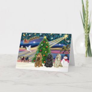 Cartes Pour Fêtes Annuelles Noël Magic Cocker Spaniels (trois)