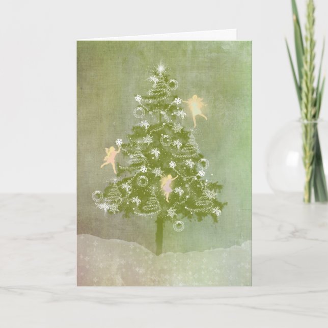 Cartes Pour Fêtes Annuelles Noël magique, arbre et fées (Devant)