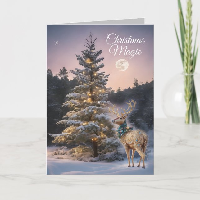 Cartes Pour Fêtes Annuelles Noël Magique Reindeer (Devant)