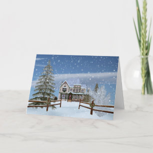 Cartes Pour Fêtes Annuelles Noël, Maison en Snowy Winter Scene