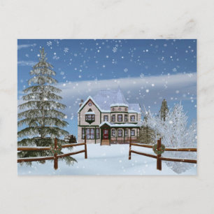 Cartes Pour Fêtes Annuelles Noël, Maison en Snowy Winter Scene