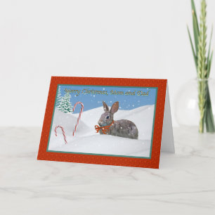 Cartes Pour Fêtes Annuelles Noël, maman et papa, lapin en neige