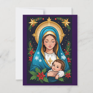 Cartes Pour Fêtes Annuelles Noël Marie Vierge catholique romaine chrétienne