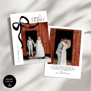 Cartes Pour Fêtes Annuelles Noël Mariés et Joyeux Photographie Ruban