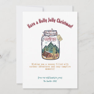 Cartes Pour Fêtes Annuelles Noël Mason Jar Tent Mountain Outdor Adventure