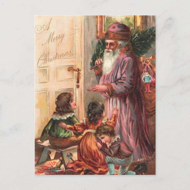 Cartes Pour Fêtes Annuelles Noël Matin Père Noël (Devant)