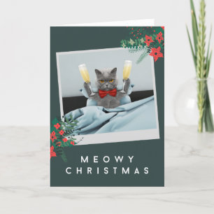 Cartes Pour Fêtes Annuelles Noël Meowy - Cravate de cabot et lunettes de champ