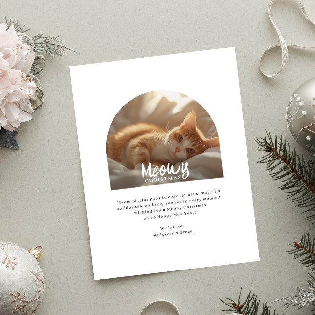Cartes Pour Fêtes Annuelles Noël Meowy De Cute Cat Arch Photo (Créateur téléchargé)