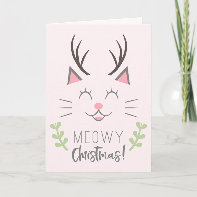 Cartes Pour Fêtes Annuelles Noël Meowy | Noël des mignons Amoureux de les chat (Devant)
