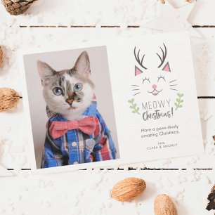 Cartes Pour Fêtes Annuelles Noël Meowy   Photo de chat