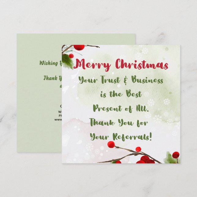 Cartes Pour Fêtes Annuelles Noël | Merci marketing du budget des entreprises (Devant / Derrière)