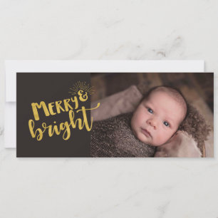 Cartes Pour Fêtes Annuelles Noël Merry Bright Gold Foil Typographie