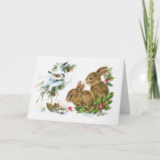 Cartes Pour Fêtes Annuelles Noël mignon de deux lapins
