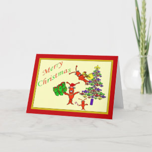 Cartes Pour Fêtes Annuelles Noël mignon de Lobster FLeur de Lis Tree