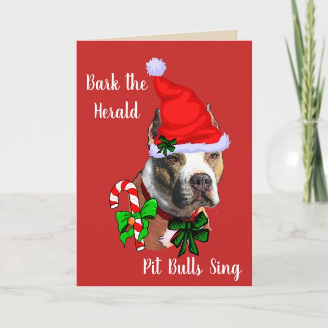 Cartes Pour Fêtes Annuelles Noël mignon Pit Bull (Devant)
