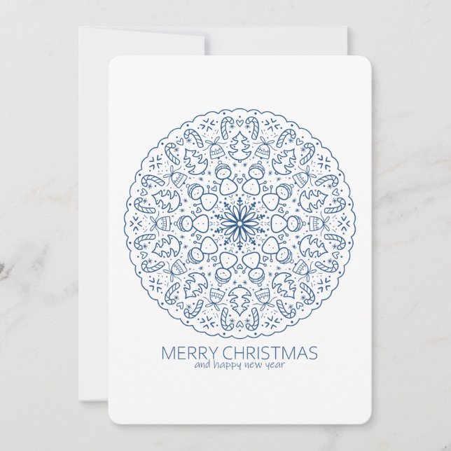 Cartes Pour Fêtes Annuelles Noël mignon Snowmen main tiré Mandala (Devant)