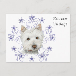 Cartes Pour Fêtes Annuelles Noël mignonne Chien Westie Art et Flacon de neige