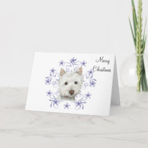 Cartes Pour Fêtes Annuelles Noël mignonne Chien Westie Art et Flacon de neige