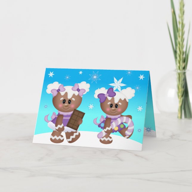 Cartes Pour Fêtes Annuelles Noël mignonne Drôle Pain d'épices glaçante Chocola (Devant)