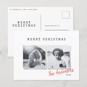 Cartes Pour Fêtes Annuelles Noël minimal moderne deux vacances de famille phot