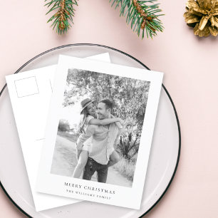 Cartes Pour Fêtes Annuelles Noël minimal   Photo simple en noir et blanc